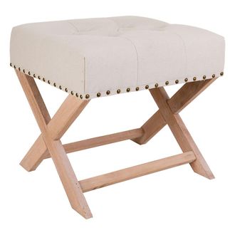 Wanderlust Deco Wanderlust Deco - Banqueta De Madera Tapizada Color Crema 49x46x46