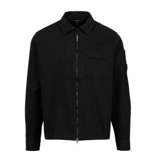 C.P. Company Zwarte Katoenen Gabardine Jas - Heren - Casual Overhemden - Zwart - XL - Katoen - Overhemden