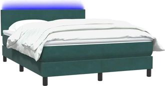 vidaXL Cama Box Spring Con Colch&oacute;n Terciopelo Verde Oscuro 160x220 Cm Vidaxl