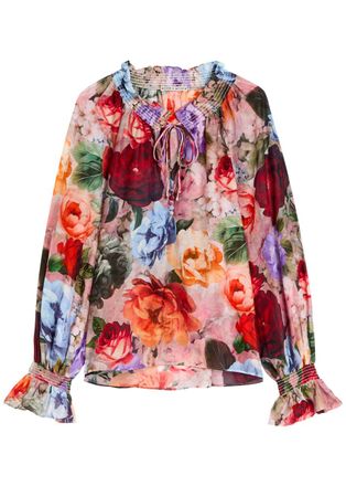 Alice & Olivia Norah Floral Cotton-blend Blouse - Multicoloured - XL (UK16 / XL)