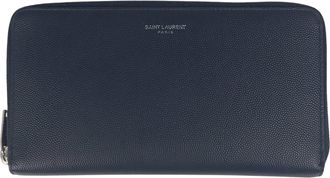 Saint Laurent Navy Leather Long Wallet (Bi-Fold) (Pre-Owned)