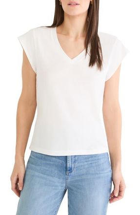 Nic+Zoe Cap Sleeve V-Neck Cotton Top in Paper White at Nordstrom, Size Xx-Large