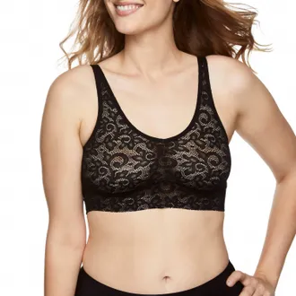 TC Fine Intimates All Over Lace V-Neck Bralette In Deep Black