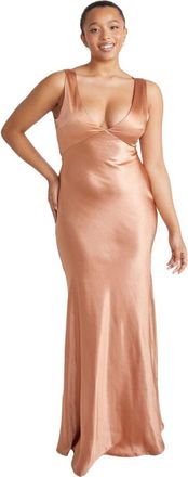 Six Stories Twist Back Satin Bridesmaid Dress in Burnt Peach at Nordstrom, Size 10
