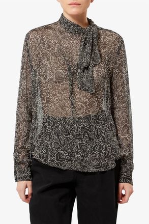 Isabel Marant Leona Top In Black & Ecru