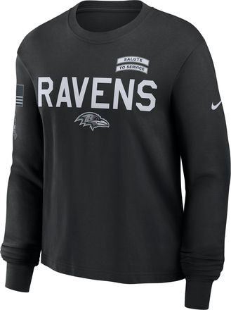 Nike Baltimore Ravens Salute to Service Sideline Nike Womens Dri-FIT NFL Long-Sleeve T-Shirt in Black | 02GD00AA23-ED0