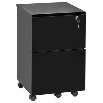 Beliani Beliani - Armario De Oficina Industrial Madera De Ingenier&iacute;a 2 Cajones Para Documentos Ruedas Cerradura Con Llave Negro Johnson
