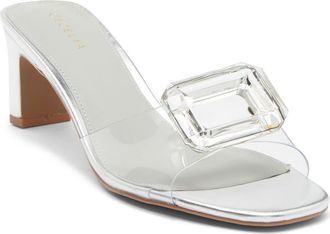 Cecelia New York Park Avenue Jewel Detail Sandal in Silver at Nordstrom, Size 9.5