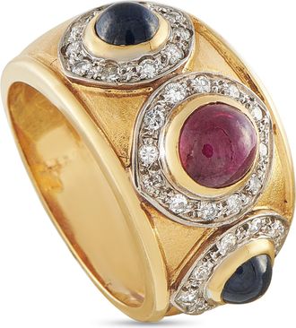 Luxury Bazaar 14K Yellow Gold 0.32ct Diamond, Ruby, and Sapphire Ring MF01-070826