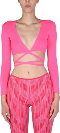 Msgm Cropped Top With Wide V-Neck
