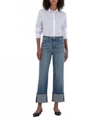 Kut from the Kloth Sienna High Rise Wide Leg Jeans In Cuddle With Med Base Wash
