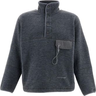 And Wander Grey Wool-Blend Fleece High-Neck Pullover