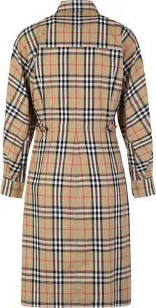Burberry Womens Chiffon Check Dress Sand Ip Cotton