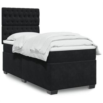 vidaXL Cama Box Spring Con Colch&oacute;n Terciopelo Negro 100x200 Cm Vidaxl