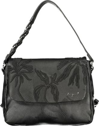 Desigual Schoudertas met reli&euml;f van tropische bladeren - Dames - Schoudertassen - Zwart - ONE Size - Tassen