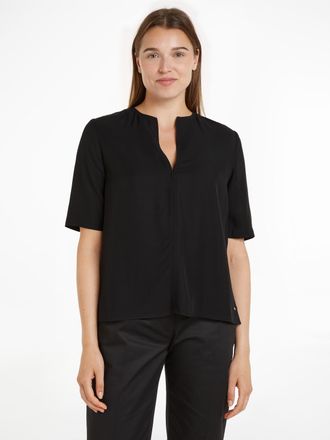 Tommy Hilfiger Klassische Bluse TOMMY HILFIGER VISCOSE REGULAR V-NECK SS BLOUSE, Damen, Gr. 32, schwarz, Web, Obermaterial: 100% Viskose, unifarben, regular fit, V-A