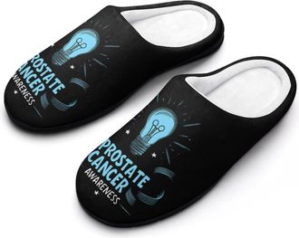 Generic Prostate Cancer Awareness Slippers Men Winter Warm Cotton Anti-Slip Indoor Slip-Ons House Shoes