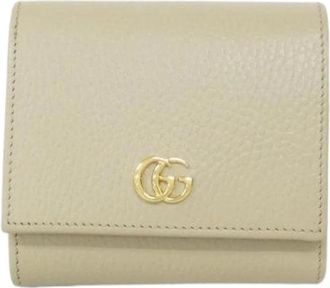 Gucci Pre-owned GG Marmont Leren Portemonnee - Dames - Vintage Accessoires - Beige - ONE Size - Leer - Vintage
