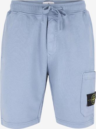 Stone Island Short aus Baumwollfleece mit gesticktem Logo