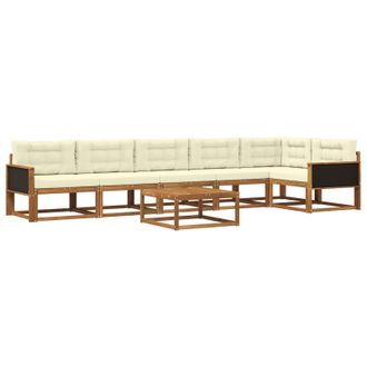 vidaXL Conjunto De Sof&aacute;s De Exterior Con Coj&iacute;n 7 Pcs Natural Y Crema Vidaxl