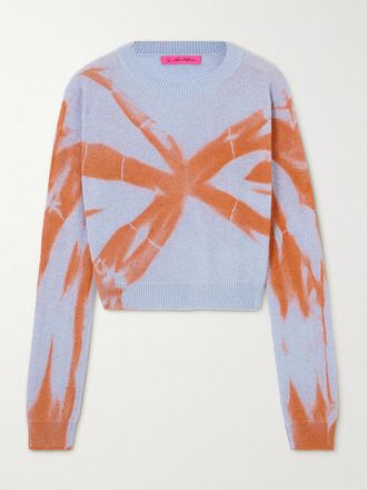 The Elder Statesman Pullover Cropped In Cashmere Tranquility Tie-dye Mythic - Multicolore