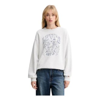 Levi's Hoodies & sweatvesten, Dames, Grijs, S, Katoen, Graphic Heritage Crew Sweatshirt