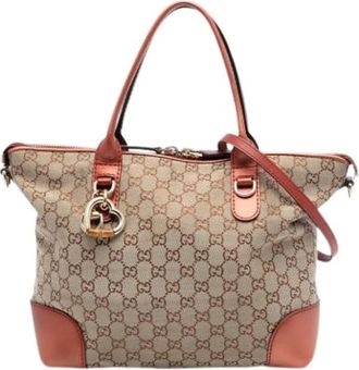 Gucci Pre-owned Handbags, female, Beige, Size: ONE SIZE Pre-owned Canvas Handbag