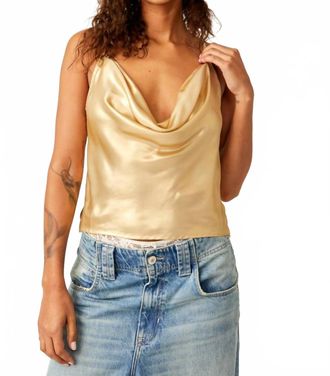 Free People Sunset Shimmer Woven Cami Top In Gold