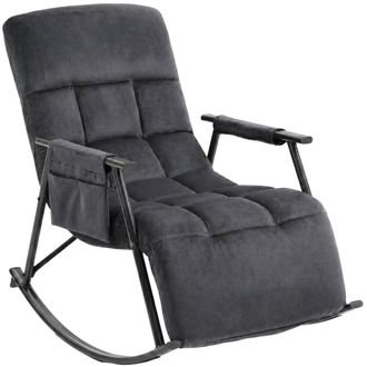 Clp Sillon Mecedor Elara Gris Oscuro Terciopelo