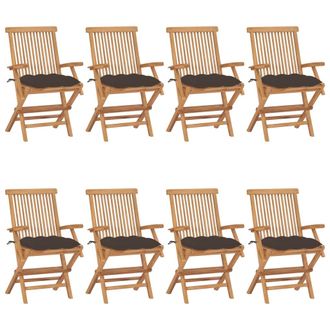 vidaXL Vidaxl - Sillas De Jard&iacute;n 8 Uds Madera Teca Con Cojines Gris Taupe