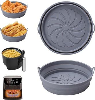 No Brand Juego De Dos Bandejas Cuadradas De Silicona Para Hornear, Compatibles Con Silicona Freidora Aire Alyvisun, Plegables Aptas Horno, Verduras + Gris