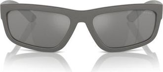 Prada 59mm Rectangular Sunglasses in Grey Silver at Nordstrom