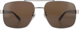 Gucci Square Ruthenium Havana Brown Sunglasses
