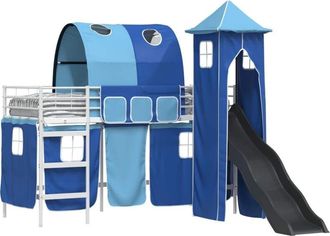 vidaXL KidsLoft Bed Frame White and Blue 74.5 x 190 cm Metal vidaXL