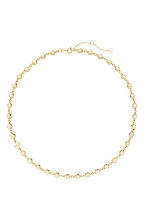 Tory Burch Moondance Faux Pearl Necklace in Light Brass /Pearl at Nordstrom