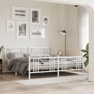 vidaXL Vidaxl - Estructura Cama Sin Colch&oacute;n Con Estribo Metal Blanco 183x213 Cm