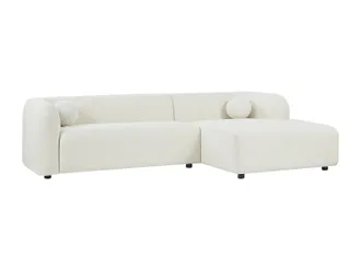 Vente-Unique Divano Angolare Destro In Tessuto Bouclette Bianco Avorio - Ovotas