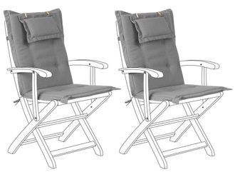 Beliani Conjunto de 2 cojines de respaldo asiento 40 x 54 cm gris