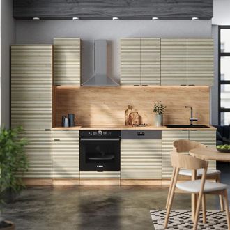 Vicco Mueble De Cocina Fame-line, Panel De Roble/roble Goldkraft, 300 Cm, Et Antracita