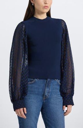 Derek Lam Cerina Mixed Media Sweater in Royal Blue at Nordstrom Rack, Size X-Large
