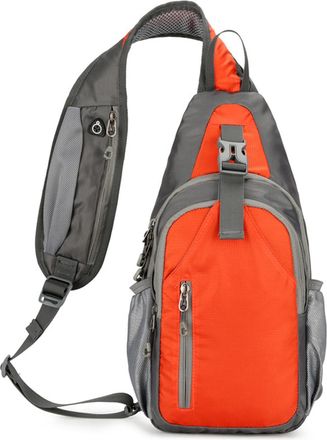 Generic Sling Bag for Men Chest Crossbody Shoulder with USB Charging Port Headphone Cable Outlet Oxford Fabric Polyester Smooth Zippers Adjustable Strap 3-Com