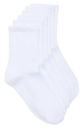 Yogalicious Pack of 3 Pilates Crew Socks in White Pack at Nordstrom Rack
