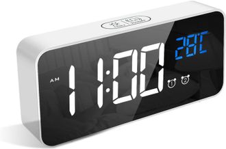 OEM Reloj Despertador Digital, Reloj Despertador Led Con Funci&oacute;n De Repetici&oacute;n, Puertos De Carga Usb, Blanco - Nazalus