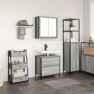 vidaXL Set De Muebles De Ba&ntilde;o 2 Pzas Madera Contrachapada Gris Sonoma Vidaxl