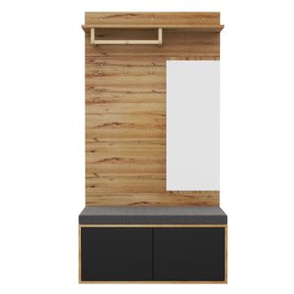 Urban Meuble Mueble de entrada con banco zapatero, espejo y perchero
