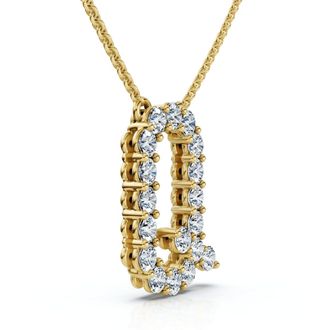 Pompeii3 1Ct Diamond Initial R Pendant 14k Gold 18 Necklace Lab Grown 5/8 Tall