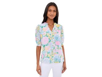 Lilly Pulitzer Brinelle Top Womens Blouse Lilly Garden : XXS, Cotton/Viscose