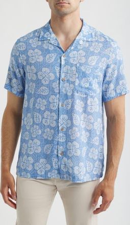 Vineyard Vines Hawaiian Floral Linen Blend Camp Shirt in Floral - Coastline at Nordstrom, Size Small