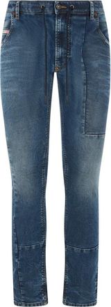 Diesel Krooley Stone-Wash Denim Broek - Heren - Slim Fit Jeans - Blauw - W26 - Denim - Jeans