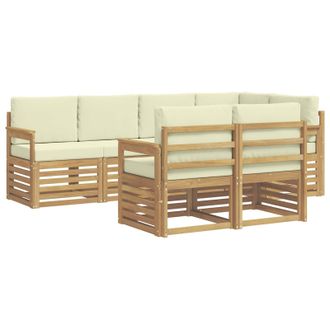 vidaXL Conjunto De Sof&aacute;s De Exterior 7 Pcs Blanco Y Crema Vidaxl